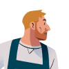 A cartoon illustration of a man with a beard and suspenders