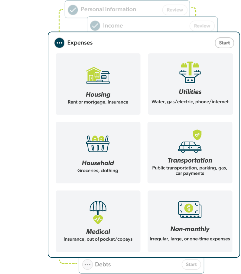 A screenshot of the expenses page of a website
